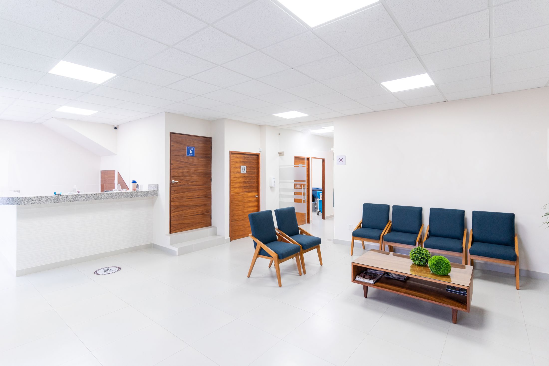 Bright reception area in a healthcare centre